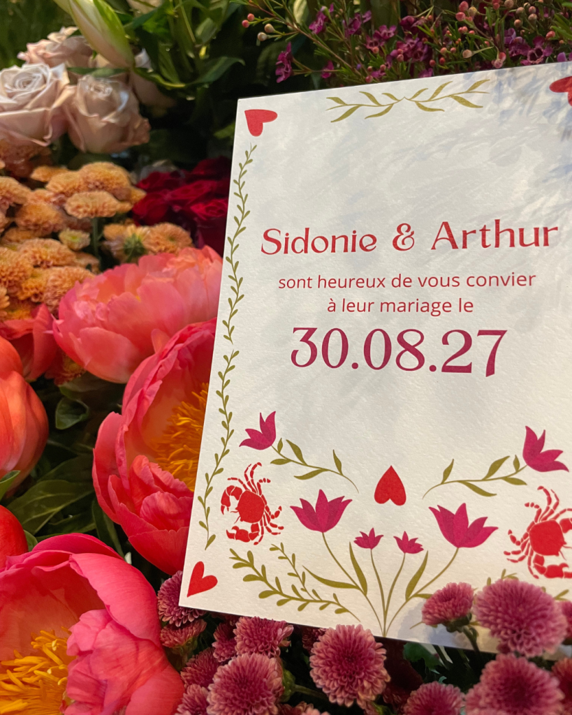Faire-part Mariage homard fleuri